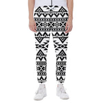 White And Black Aztec Pattern Print Scuba Joggers