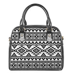 White And Black Aztec Pattern Print Shoulder Handbag