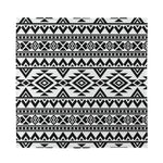 White And Black Aztec Pattern Print Silk Bandana