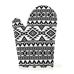White And Black Aztec Pattern Print Single Oven Mitt