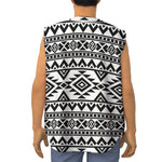 White And Black Aztec Pattern Print Sleeveless Baseball Jersey