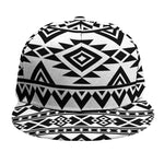 White And Black Aztec Pattern Print Snapback Cap