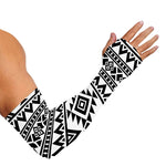 White And Black Aztec Pattern Print Sun Protection Arm Sleeves
