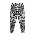 White And Black Aztec Pattern Print Sweatpants