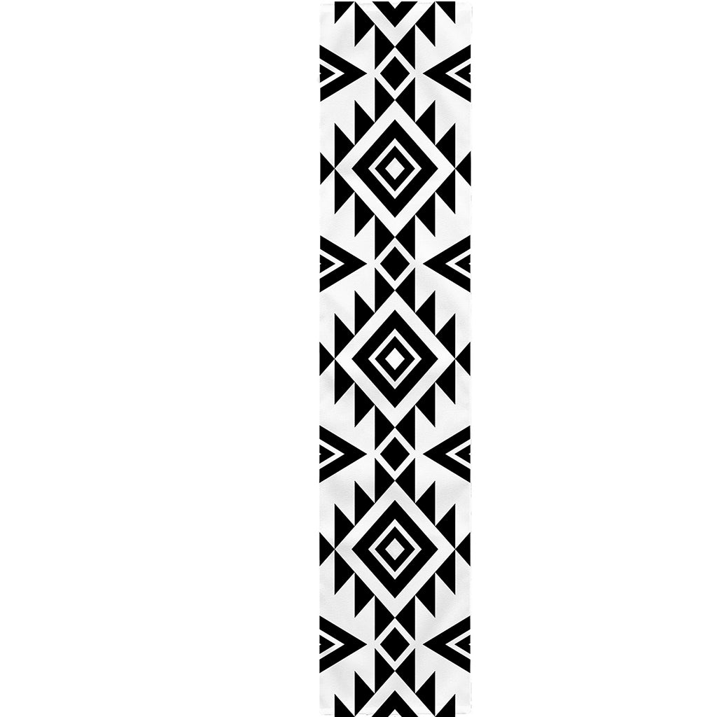 White And Black Aztec Pattern Print Table Runner