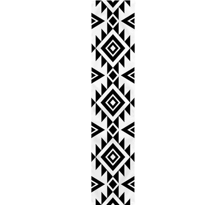 White And Black Aztec Pattern Print Table Runner