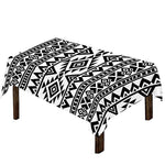 White And Black Aztec Pattern Print Tablecloth