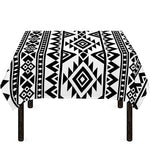 White And Black Aztec Pattern Print Tablecloth