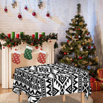 White And Black Aztec Pattern Print Tablecloth