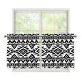 White And Black Aztec Pattern Print Tier Curtains