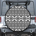 White And Black Aztec Pattern Print Tire Cover