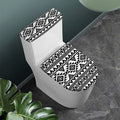 White And Black Aztec Pattern Print Toilet Lid And Tank Cover Set