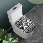 White And Black Aztec Pattern Print Toilet Lid Cover