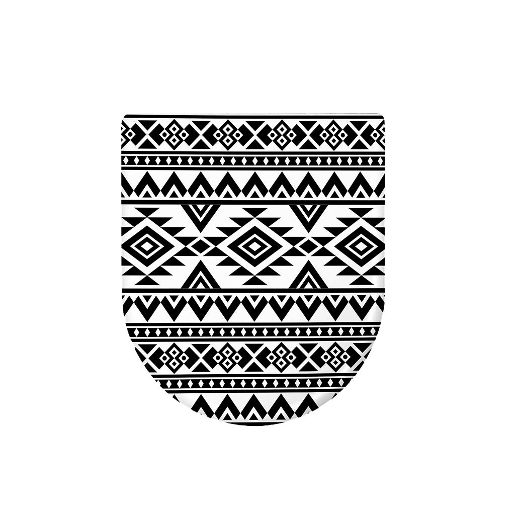 White And Black Aztec Pattern Print Toilet Lid Cover
