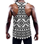 White And Black Aztec Pattern Print Training Tank Top