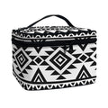 White And Black Aztec Pattern Print Travel Makeup Bag
