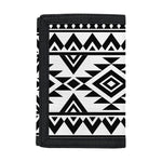White And Black Aztec Pattern Print Trifold Wallet
