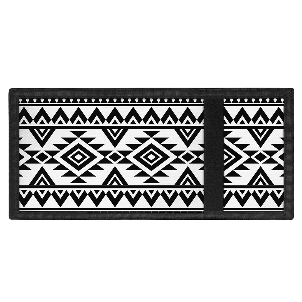 White And Black Aztec Pattern Print Trifold Wallet