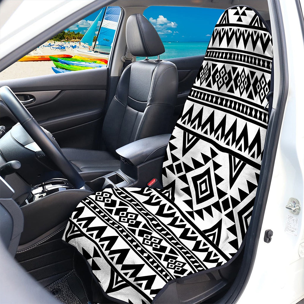 White And Black Aztec Pattern Print Waterproof Car Seat Cover