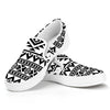 White And Black Aztec Pattern Print White Slip On Sneakers