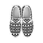 White And Black Aztec Pattern Print White Slip On Sneakers