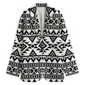 White And Black Aztec Pattern Print Women's Blazer