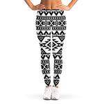 White And Black Aztec Pattern Print Women's Leggings