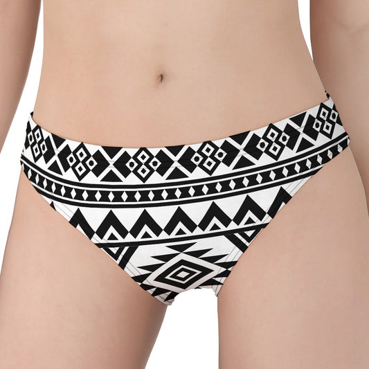 White And Black Aztec Pattern Print Women's Panties