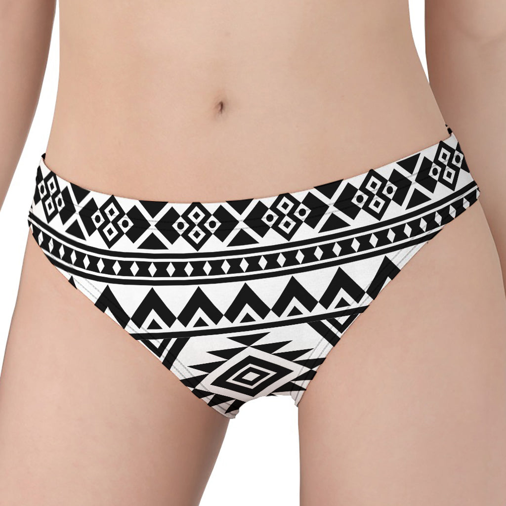 White And Black Aztec Pattern Print Women's Panties