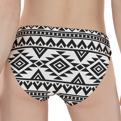 White And Black Aztec Pattern Print Women's Panties