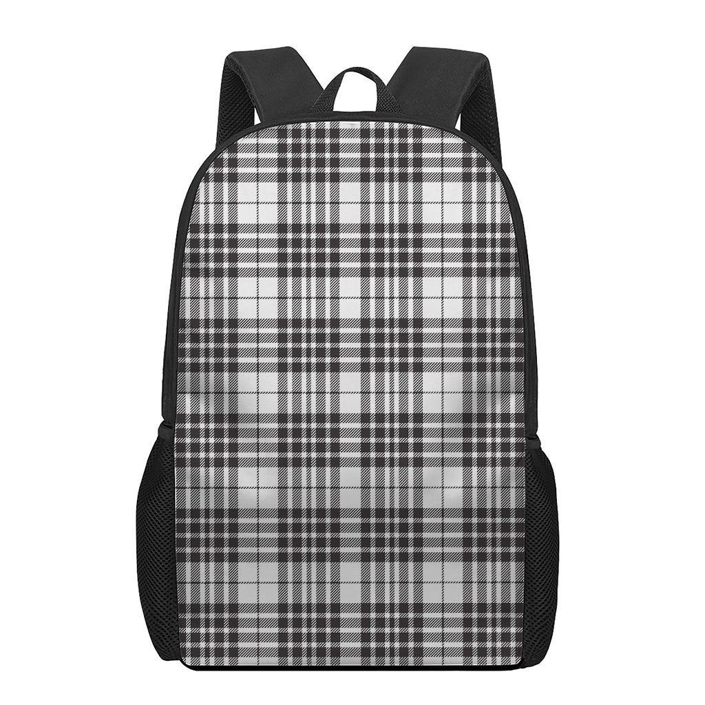 White And Black Border Tartan Print 17 Inch Backpack
