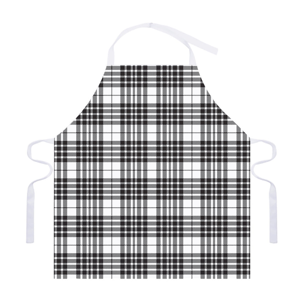 White And Black Border Tartan Print Adjustable Apron