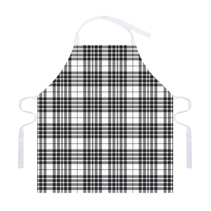 White And Black Border Tartan Print Adjustable Apron