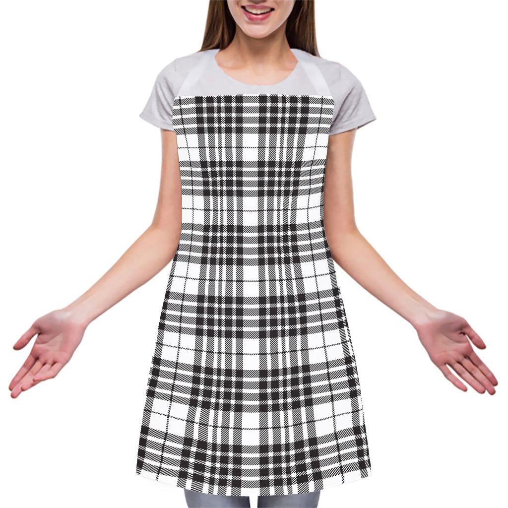 White And Black Border Tartan Print Adjustable Apron