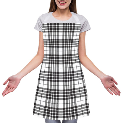 White And Black Border Tartan Print Adjustable Apron