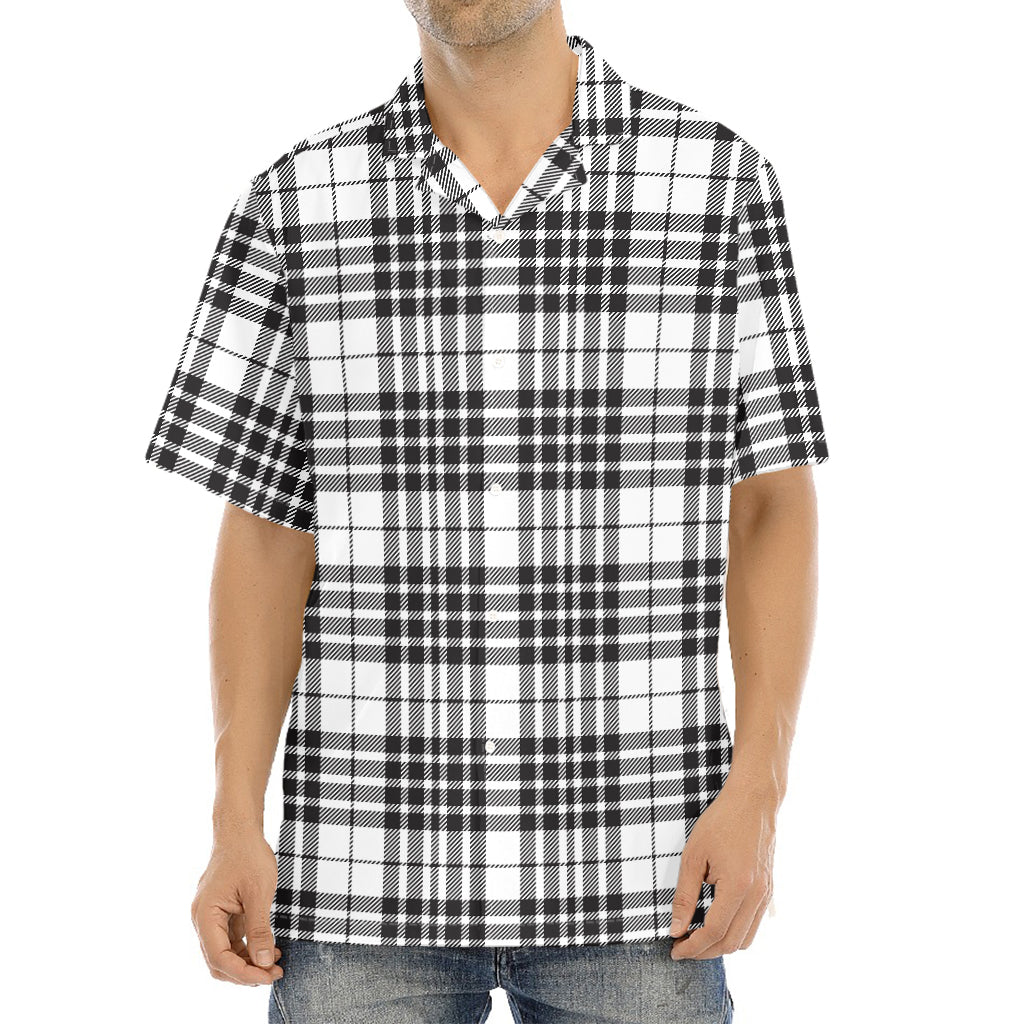 White And Black Border Tartan Print Aloha Shirt