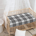 White And Black Border Tartan Print Baby Crib Sheet