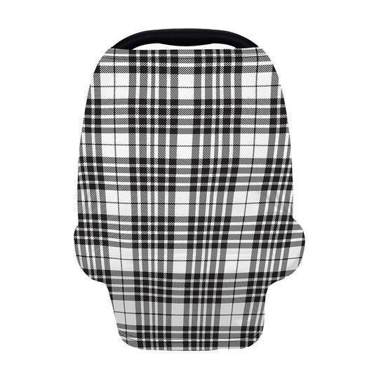 White And Black Border Tartan Print Baby Seat Cover