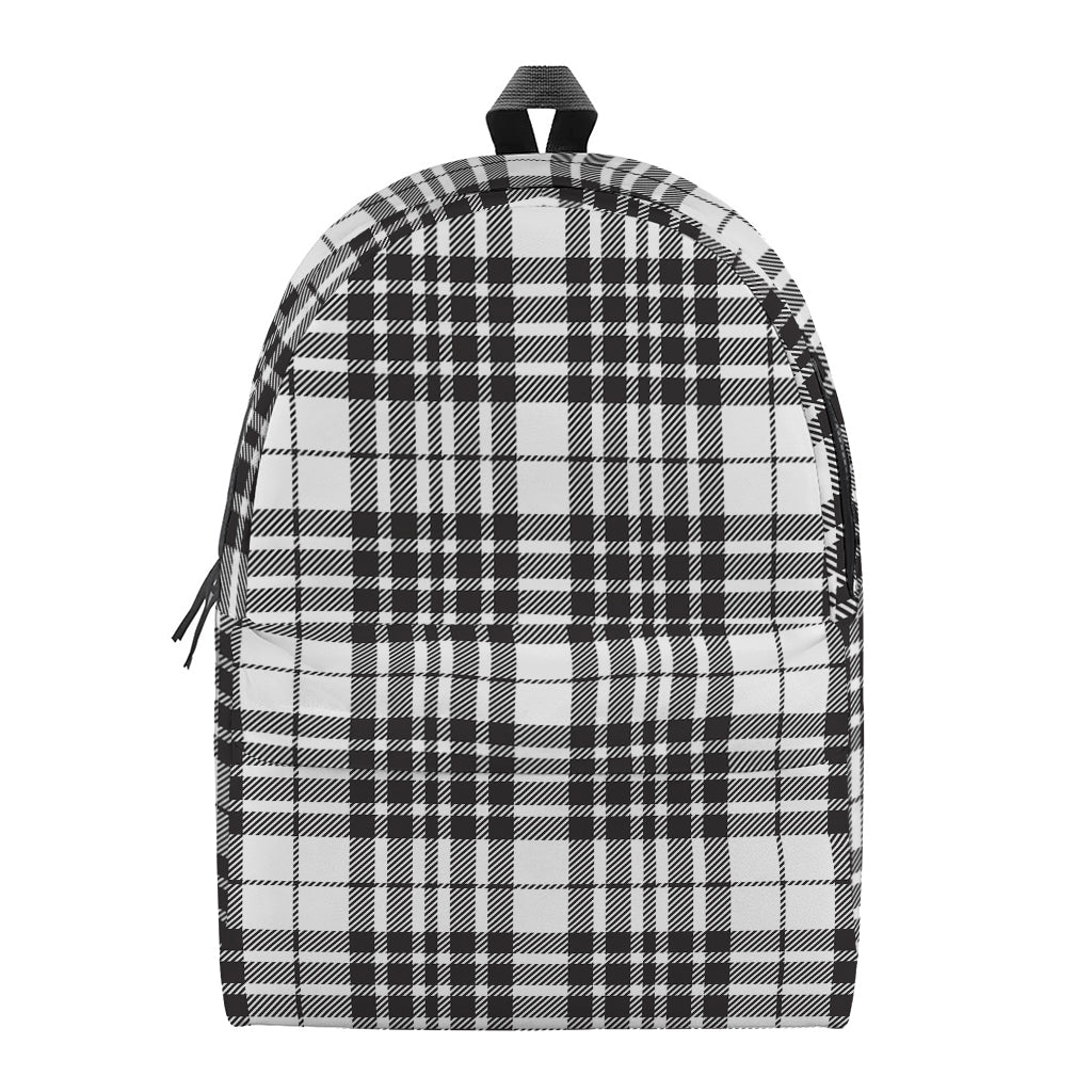 White And Black Border Tartan Print Backpack