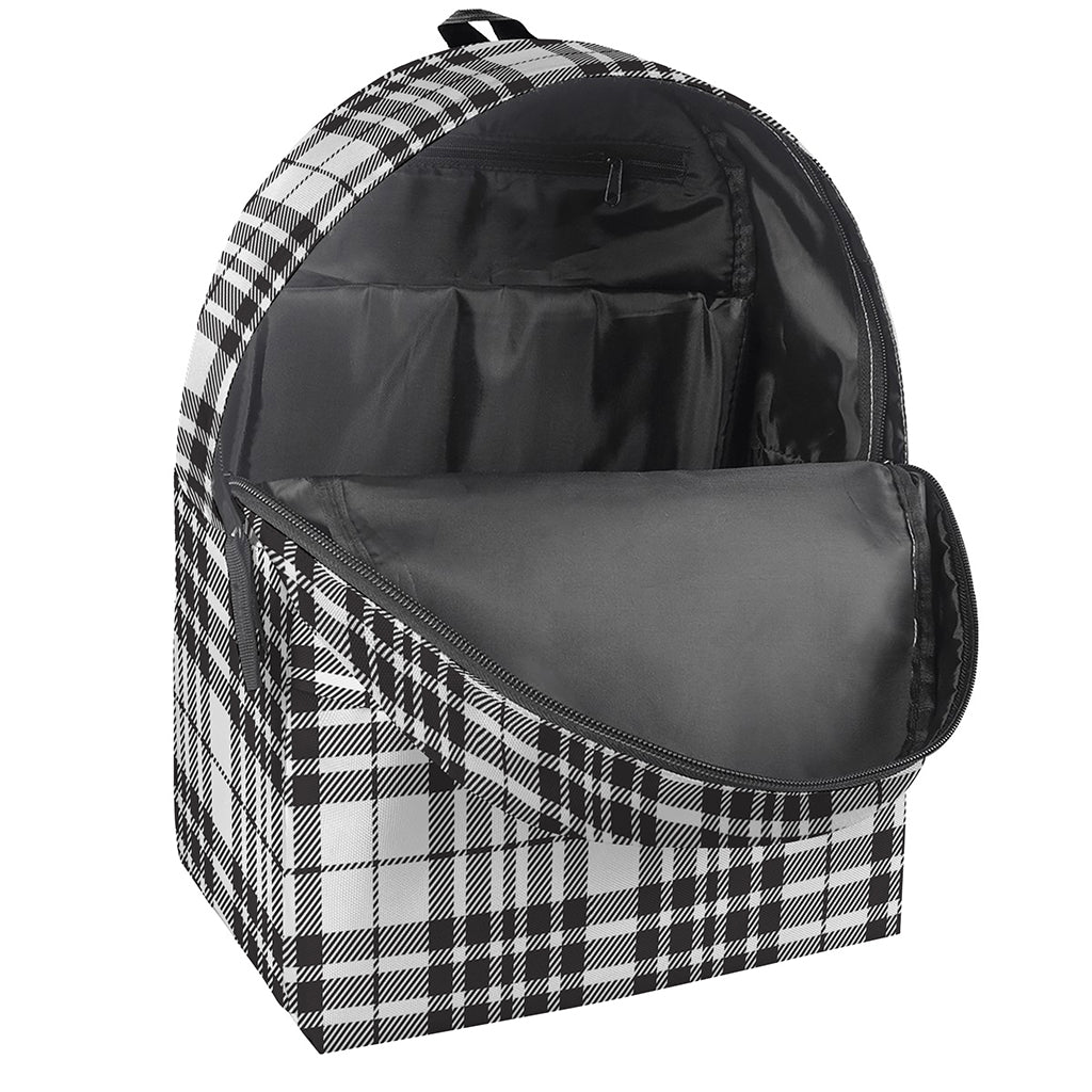 White And Black Border Tartan Print Backpack