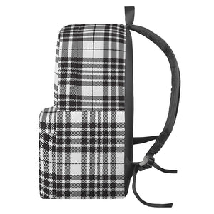 White And Black Border Tartan Print Backpack