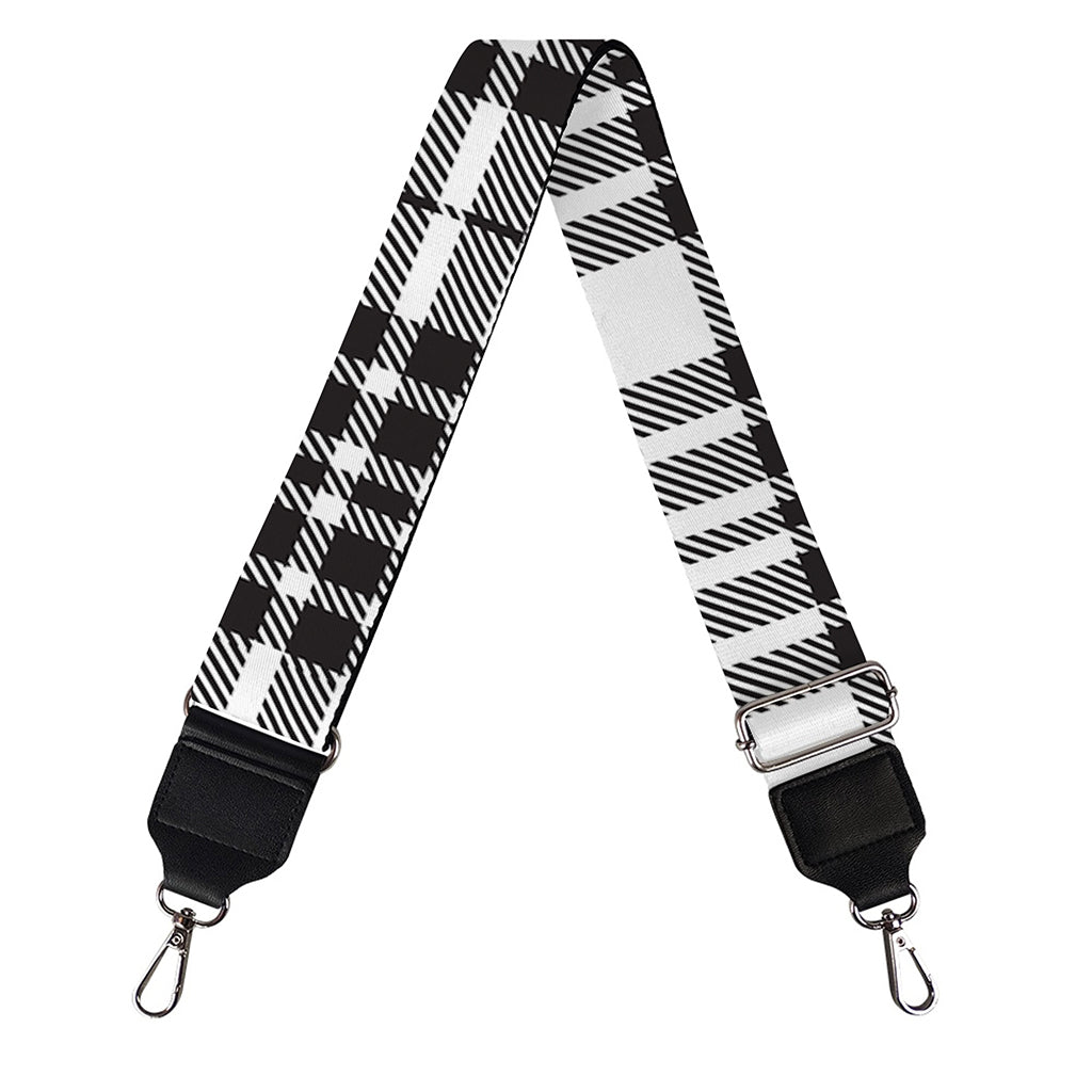 White And Black Border Tartan Print Bag Strap