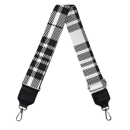 White And Black Border Tartan Print Bag Strap