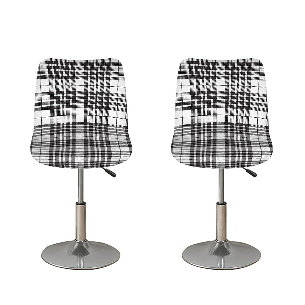 White And Black Border Tartan Print Bar Stool Covers