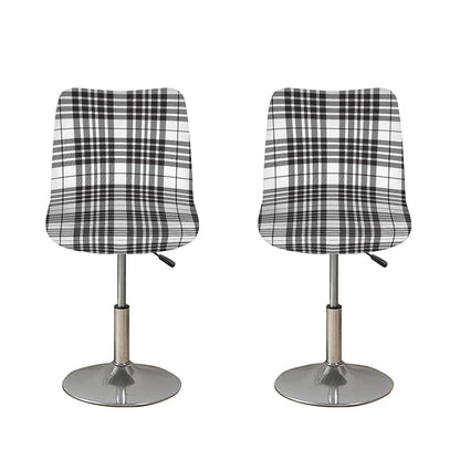 White And Black Border Tartan Print Bar Stool Covers