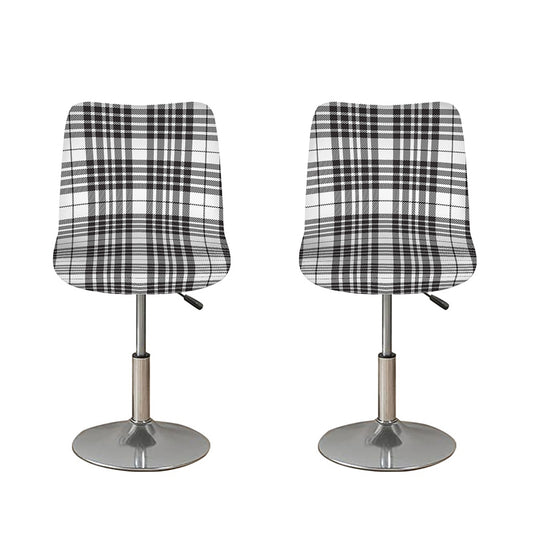 White And Black Border Tartan Print Bar Stool Covers