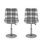 White And Black Border Tartan Print Bar Stool Covers