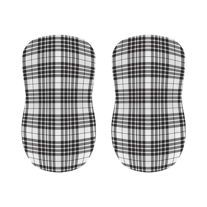 White And Black Border Tartan Print Bar Stool Covers