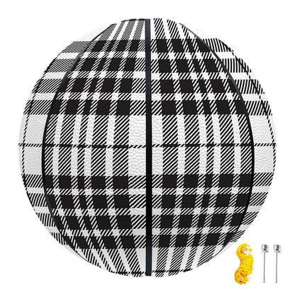 White And Black Border Tartan Print Basketball