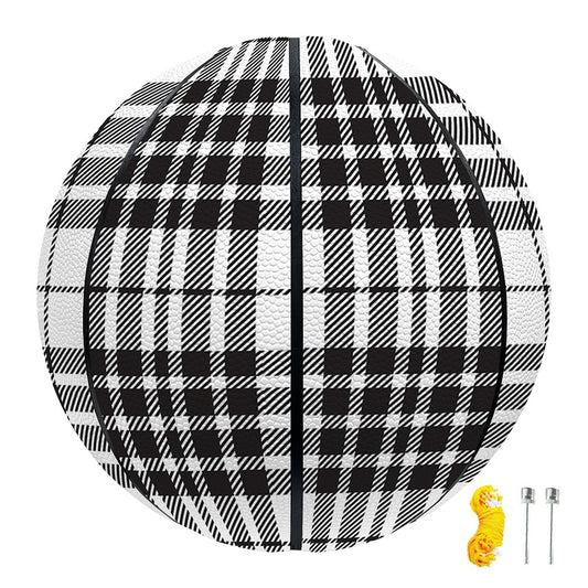 White And Black Border Tartan Print Basketball